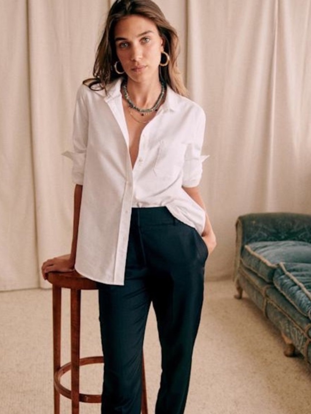Sezane White Button-Down Shirt